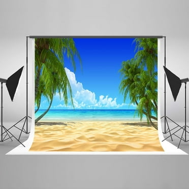 GoEoo 7x5ft Beach Backdrop Seaside Palm Tree Sunset Photography Backdrop Vacation Photo Background Props LYZY0125 